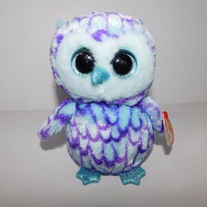 2016 TY Beanie Boos 6" plush Blue Purple Sparkle Eyes Owl Oscar New w Tag